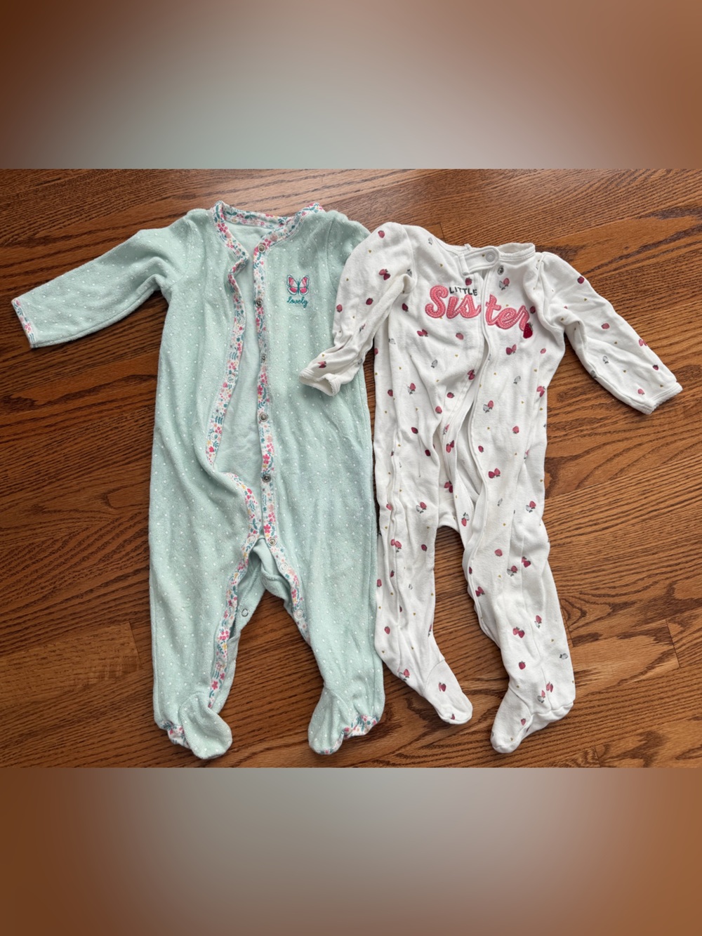 2 Baby Girl Footed Pajamas Sleepers
